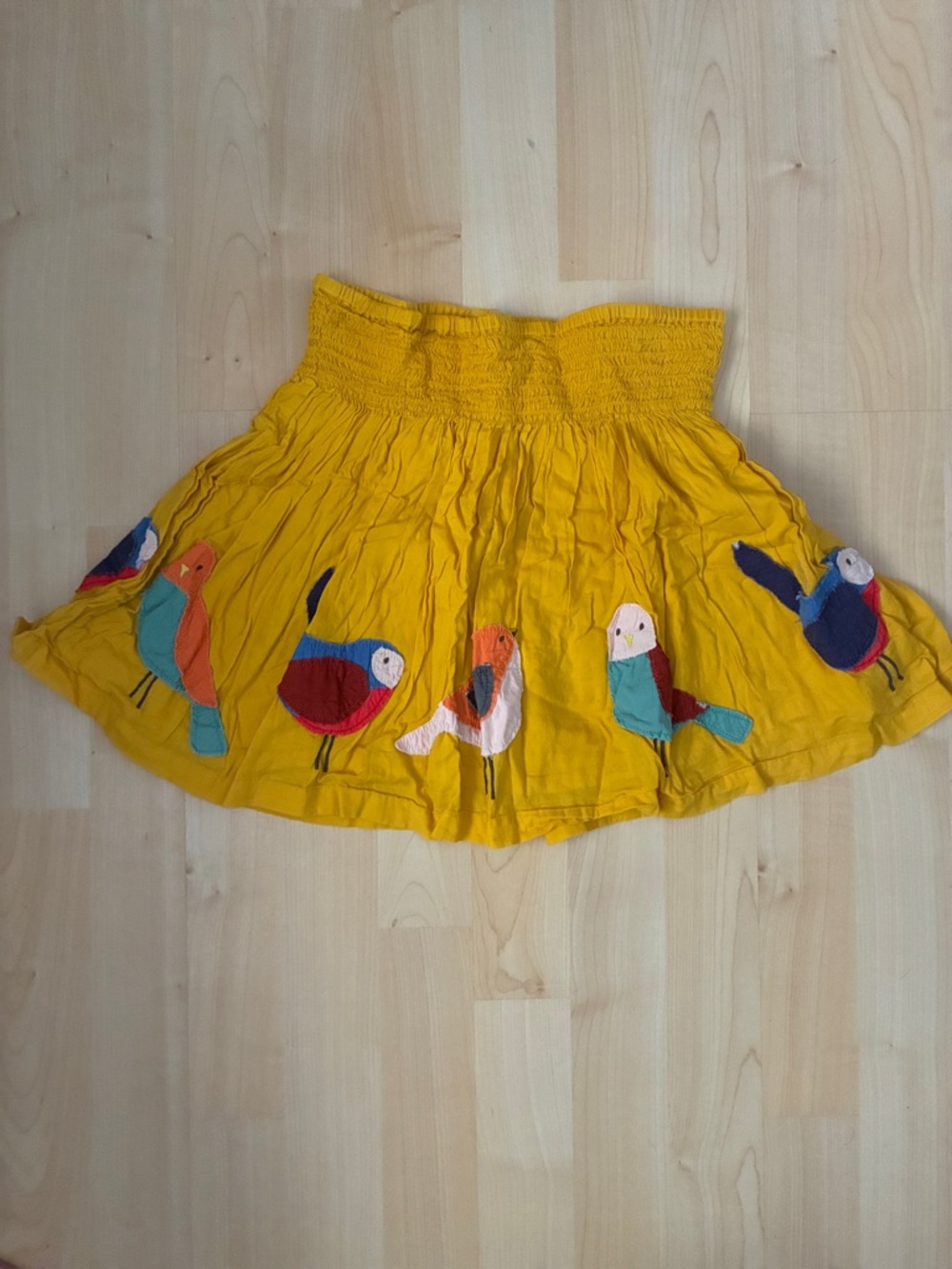 Mini Boden Yellow Parrot Appliqué Circle Skirt